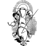 Saint Anthony Padua menunggang kuda vektor klip seni